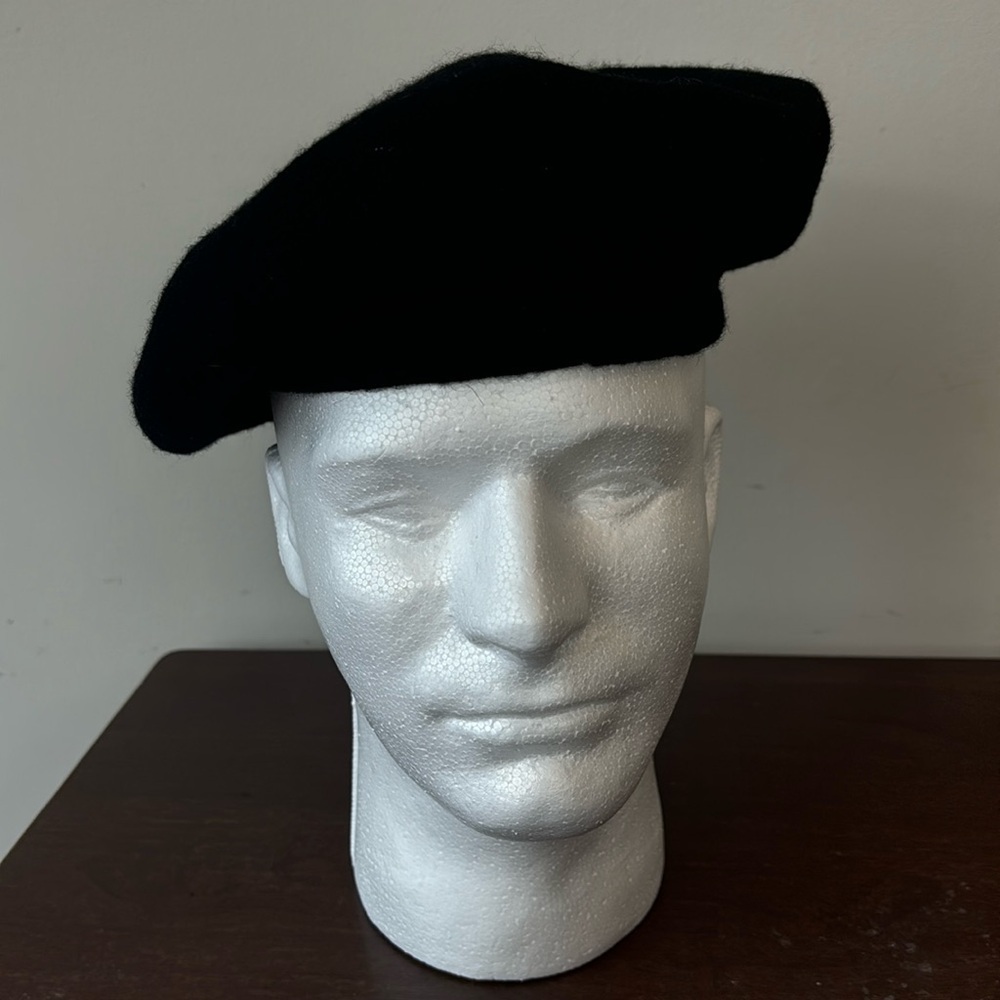 Black wool beret adult hat one size fits all